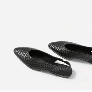 Everlane The V Black Woven Slingback